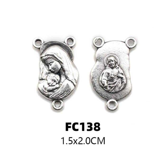 DIY三通-圣母抱耶稣-椭圆异形设计-锌合金-2.0cm Catholic religious art