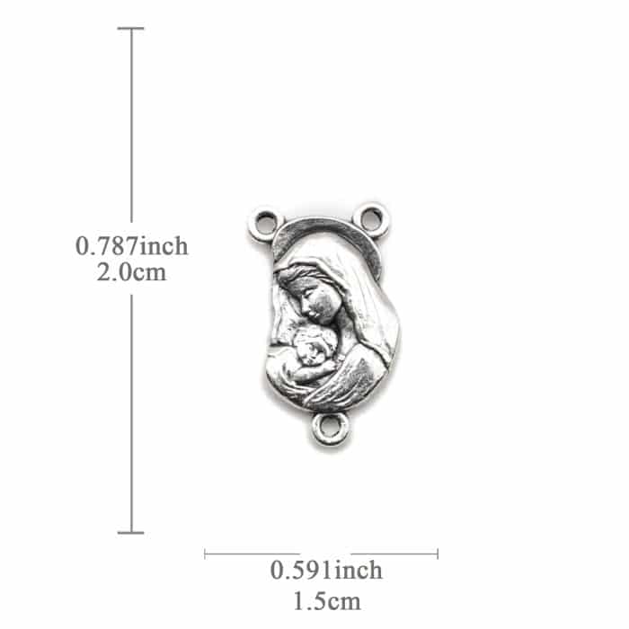 DIY三通-圣母抱耶稣-椭圆异形设计-锌合金-2.0cm Catholic religious art