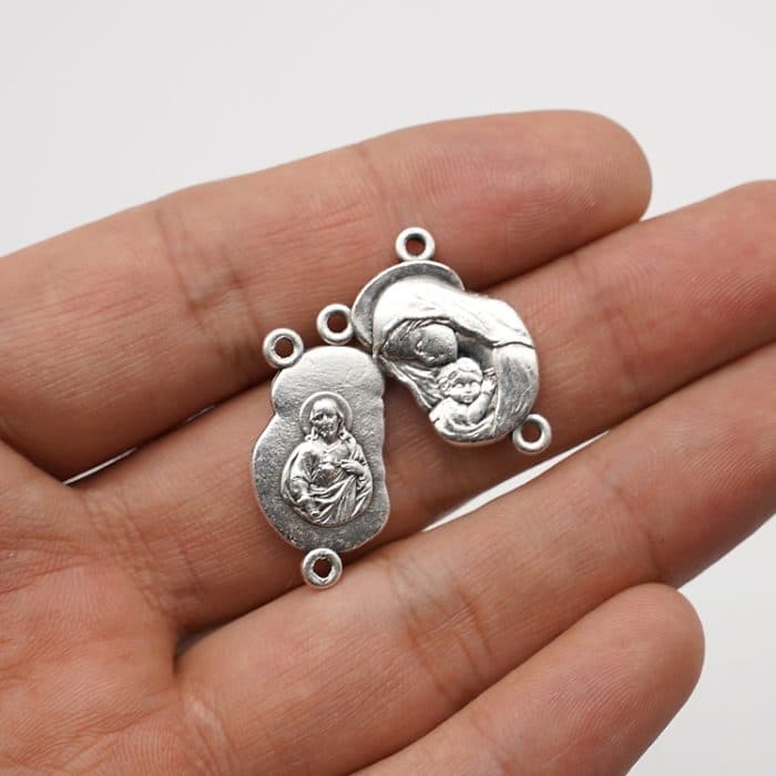 DIY三通-圣母抱耶稣-椭圆异形设计-锌合金-2.0cm Catholic religious art