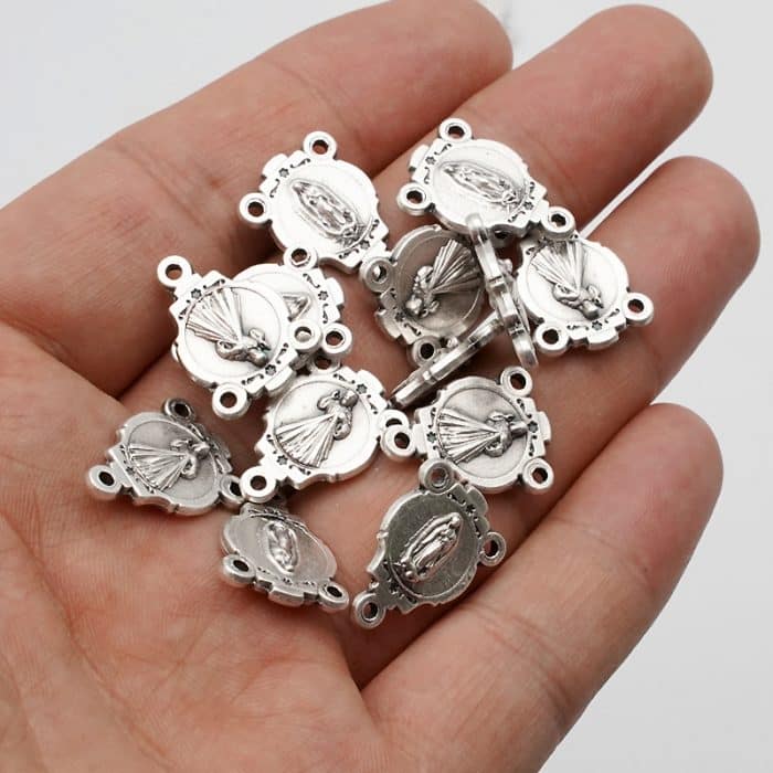 DIY三通-上主慈悲+瓜达卢佩-椭圆异形设计-锌合金-1.0cm Catholic religious art