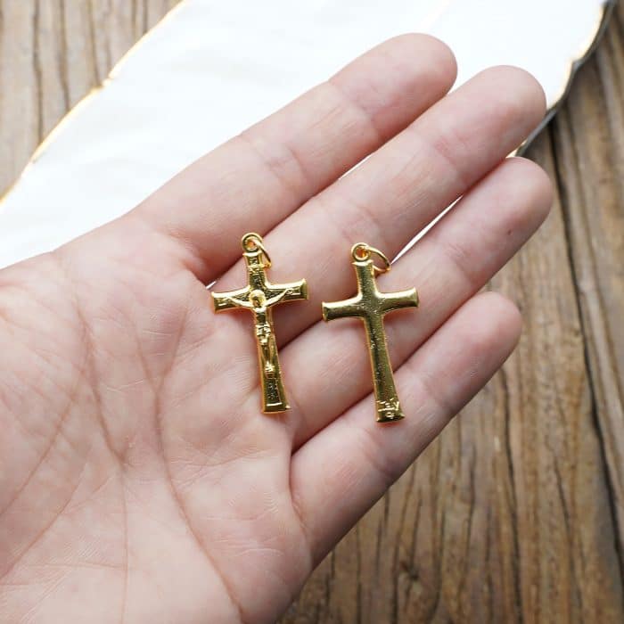 DIY十字架-锌合金-金色-3cm Catholic religious art