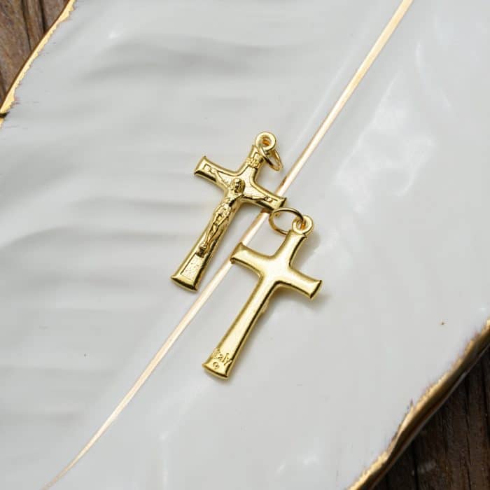 DIY十字架-锌合金-金色-3cm Catholic religious art