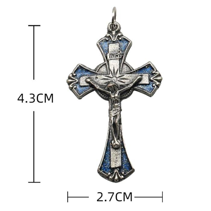 DIY十字架-锌合金蓝珐琅-4.3x2.8cm Catholic religious art