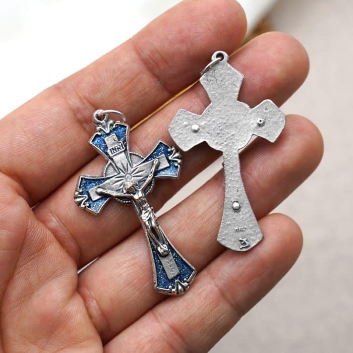 DIY十字架-锌合金蓝珐琅-4.3x2.8cm Catholic religious art