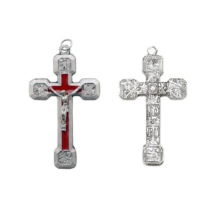 DIY十字架-苦路-锌合金-红色-5.9x3.7cm