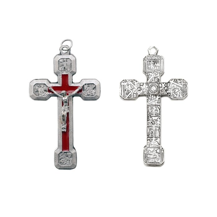 DIY十字架-苦路-锌合金-红色-5.9x3.7cm Catholic religious art