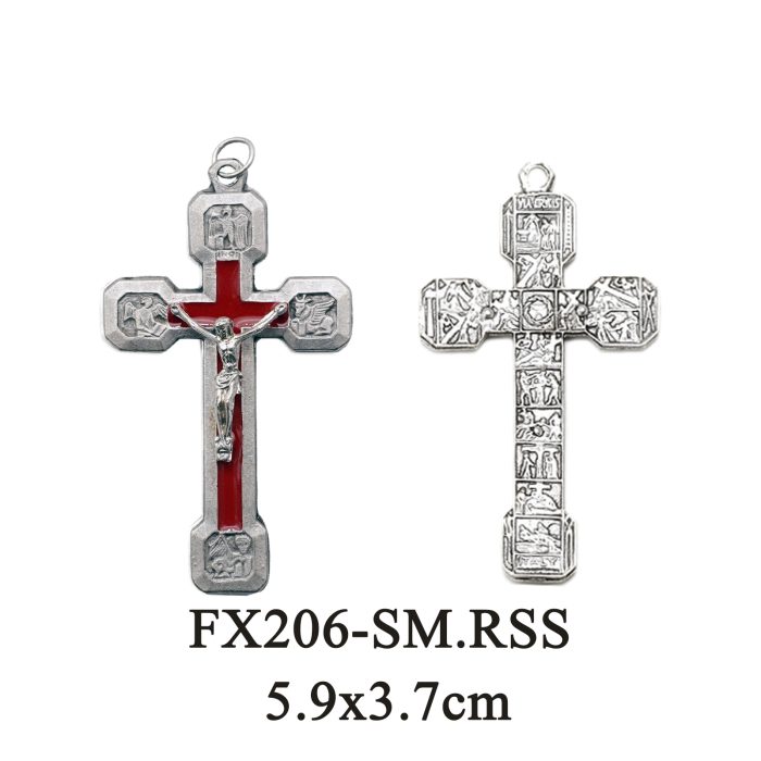 DIY十字架-苦路-锌合金-红色-5.9x3.7cm Catholic religious art