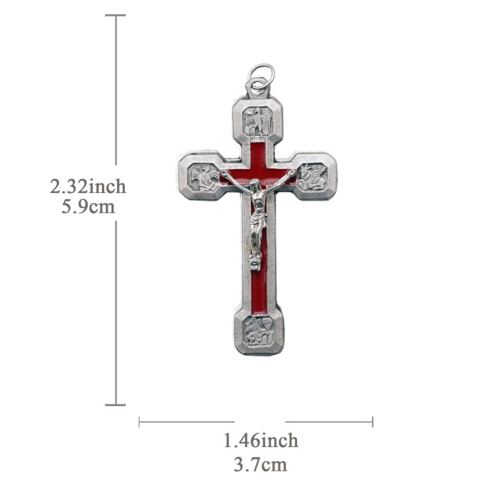 DIY十字架-苦路-锌合金-红色-5.9x3.7cm Catholic religious art