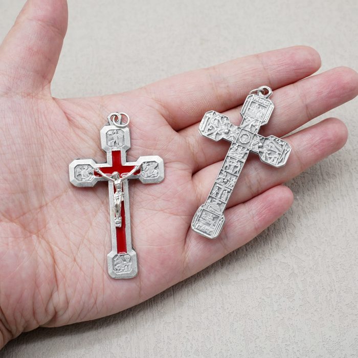 DIY十字架-苦路-锌合金-红色-5.9x3.7cm Catholic religious art