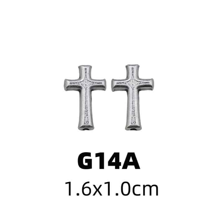 DIY双通-十字架-普通款-锌合金-镀银-1.5cm Catholic religious art