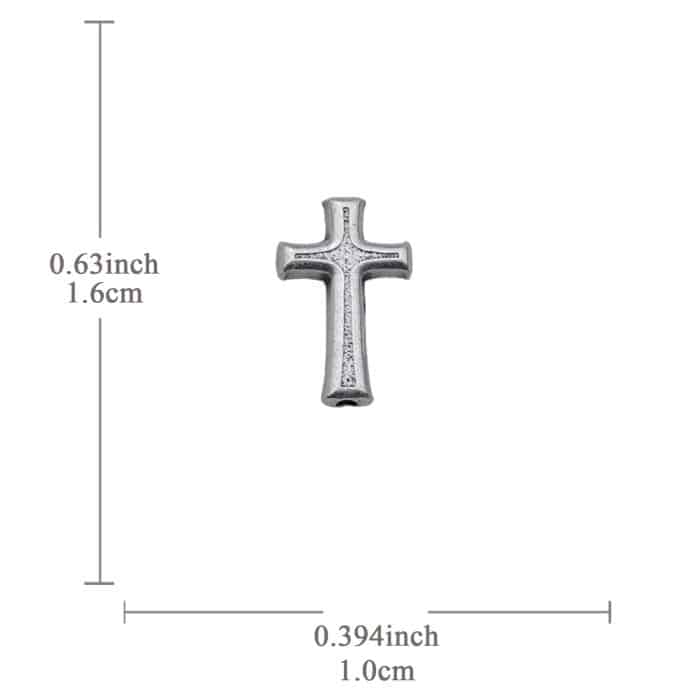 DIY双通-十字架-普通款-锌合金-镀银-1.5cm Catholic religious art