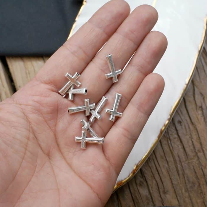 DIY双通-十字架-普通款-锌合金-镀银-1.5cm Catholic religious art