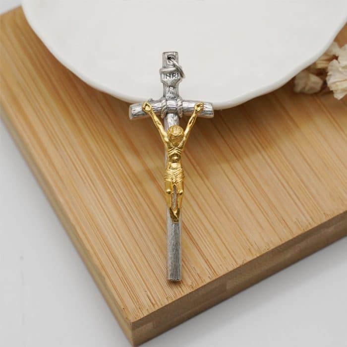 教宗权杖-锌合金-圣尸金色-5.5x2cm Catholic religious art