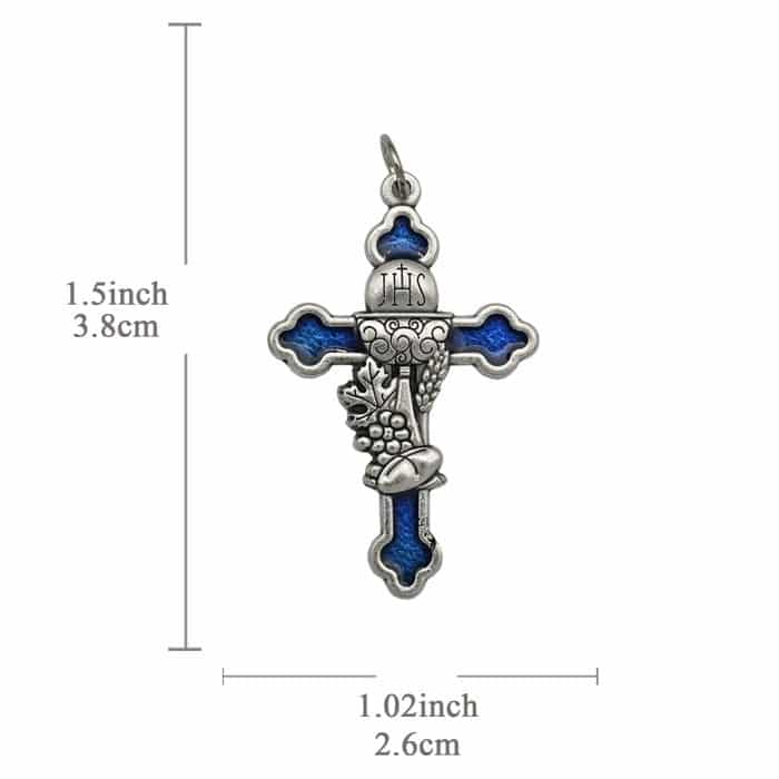DIY十字架-圣体圣事+锌合金蓝珐琅-3.8x2.6cm Catholic religious art