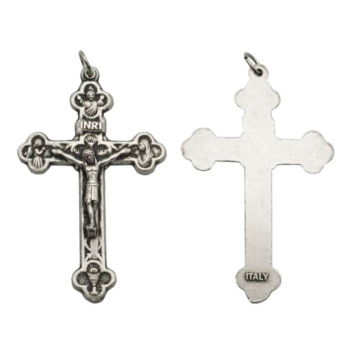 DIY十字架-哥特四叶花饰-锌合金-银色-5.6x3.8cm Catholic religious art