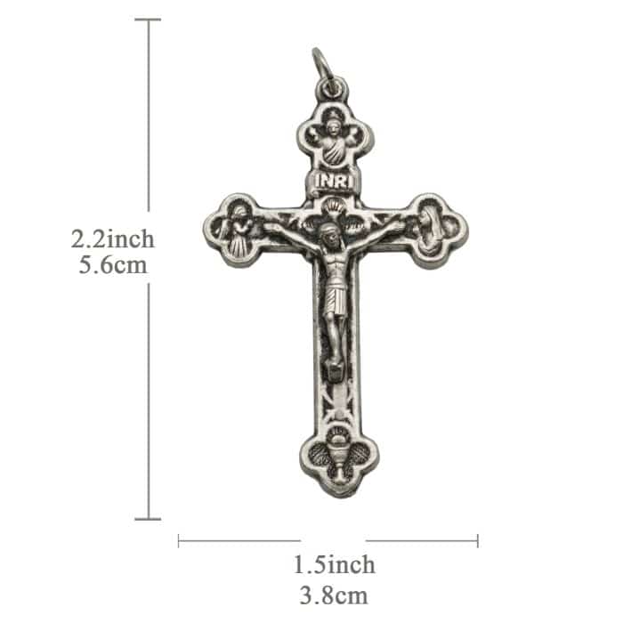 DIY十字架-哥特四叶花饰-锌合金-银色-5.6x3.8cm Catholic religious art