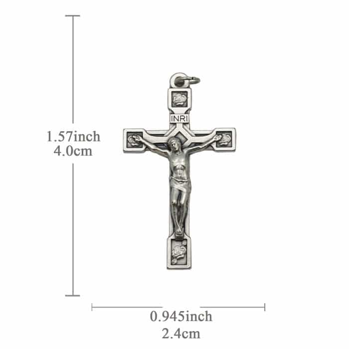 DIY十字架-带玫瑰花-锌合金-4x2.4cm Catholic religious art