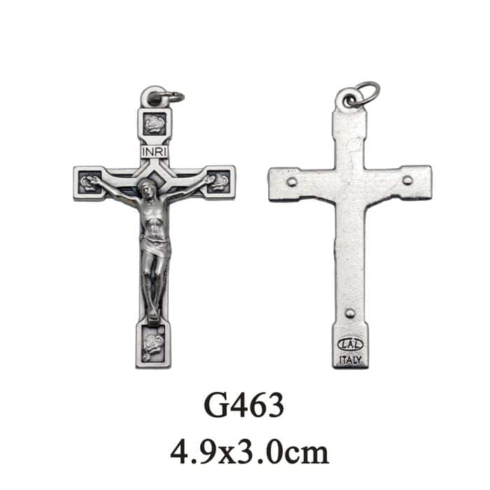 DIY十字架-带玫瑰花-锌合金-5x3cm Catholic religious art