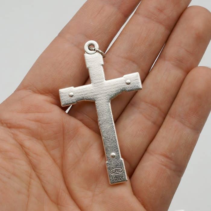 DIY十字架-带玫瑰花-锌合金-5x3cm Catholic religious art