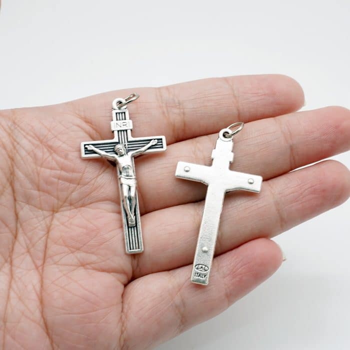 DIY十字架-带条纹-锌合金-4x2.4cm Catholic religious art