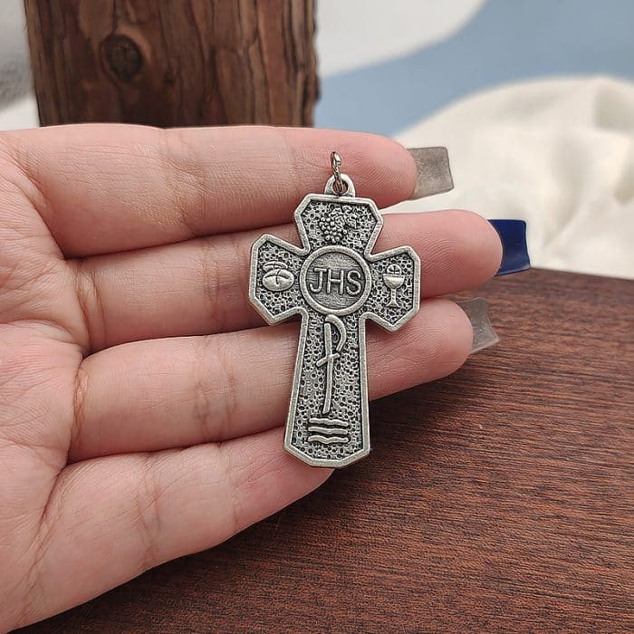 DIY十字架-JHS-锌合金-4.5x2.8cm Catholic religious art