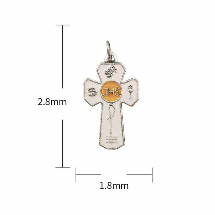 DIY十字架-JHS-锌合金白珐琅-2.8x1.8cm Catholic religious art