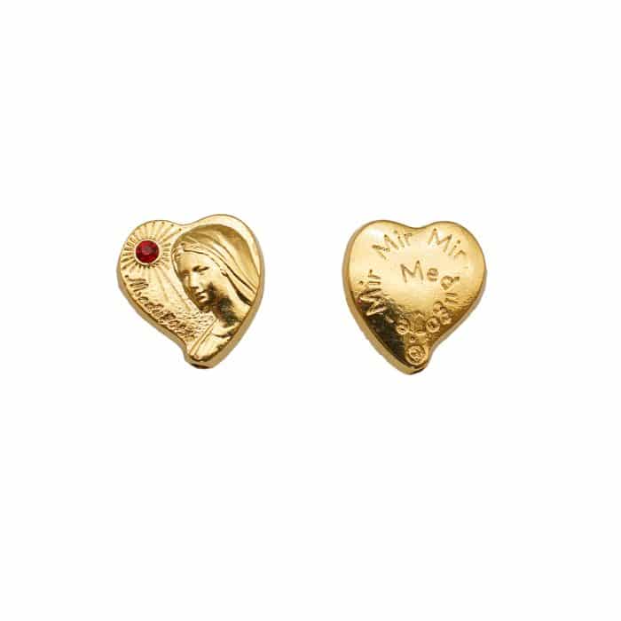 DIY珠子-默主哥耶桃心金色红钻-锌合金-13mm Catholic religious art