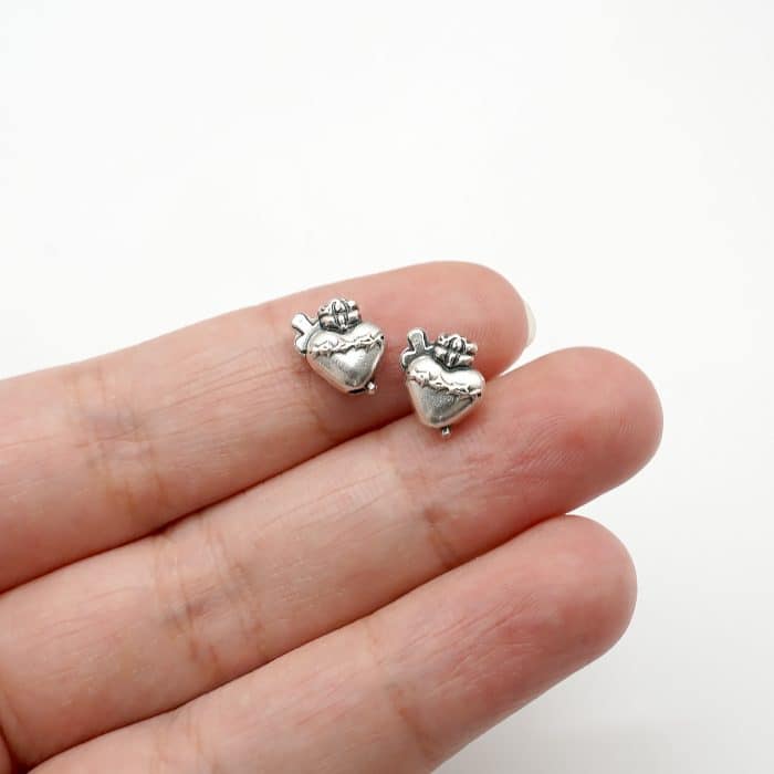 DIY珠子-圣心-心形-锌合金-0.95cm-10颗/包 Catholic religious art