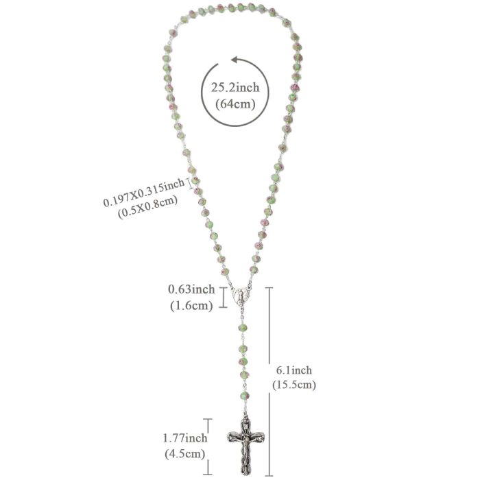 玫瑰念珠-法蒂玛圣母-琉璃花珠原创-5x8mm珠 Catholic religious art