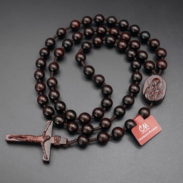 玫瑰念珠-印度小叶紫檀-绳编-原创-8/10mm珠 Catholic religious art