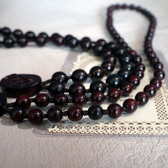 玫瑰念珠-印度小叶紫檀-绳编-原创-8/10mm珠 Catholic religious art