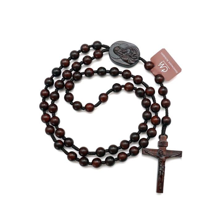 玫瑰念珠-印度小叶紫檀-绳编-原创-8/10mm珠 Catholic religious art