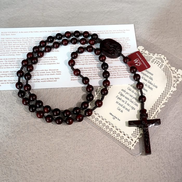 玫瑰念珠-印度小叶紫檀-绳编-原创-8/10mm珠 Catholic religious art