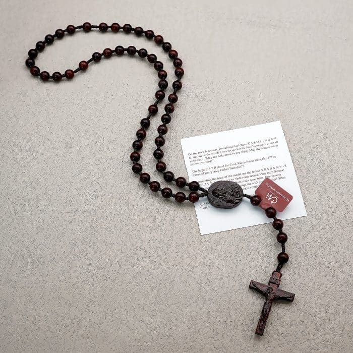 玫瑰念珠-印度小叶紫檀-绳编-原创-8/10mm珠 Catholic religious art