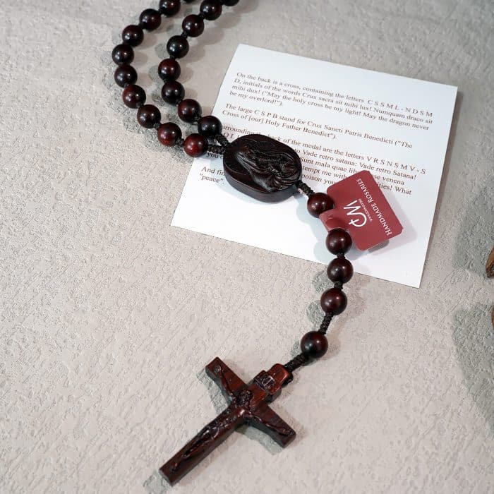 玫瑰念珠-印度小叶紫檀-绳编-原创-8/10mm珠 Catholic religious art