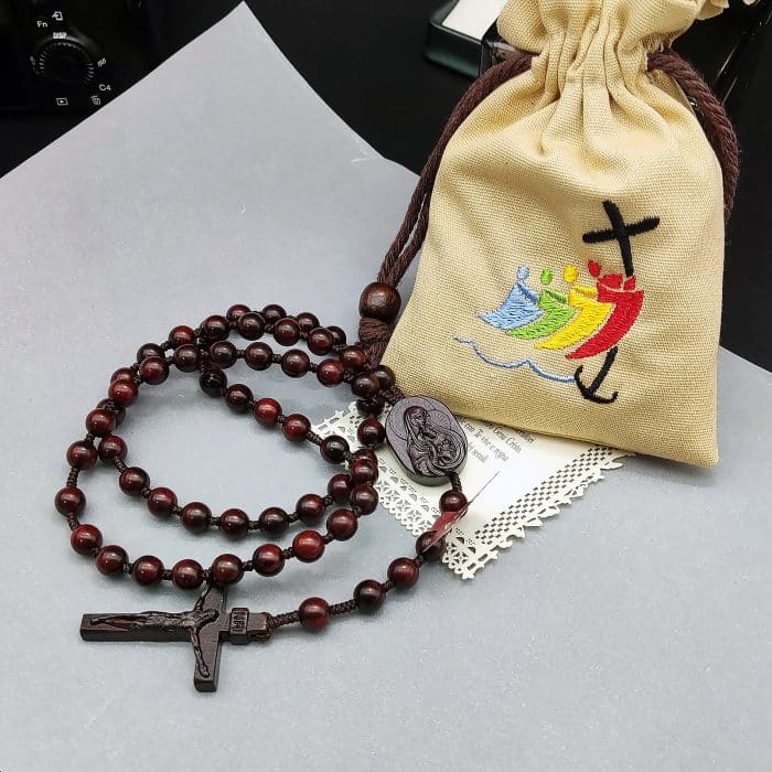 玫瑰念珠-印度小叶紫檀-绳编-原创-8/10mm珠 Catholic religious art