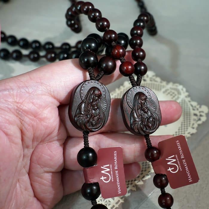 玫瑰念珠-印度小叶紫檀-绳编-原创-8/10mm珠 Catholic religious art