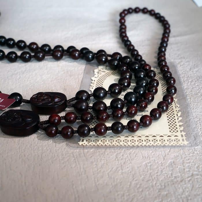 玫瑰念珠-印度小叶紫檀-绳编-原创-8/10mm珠 Catholic religious art