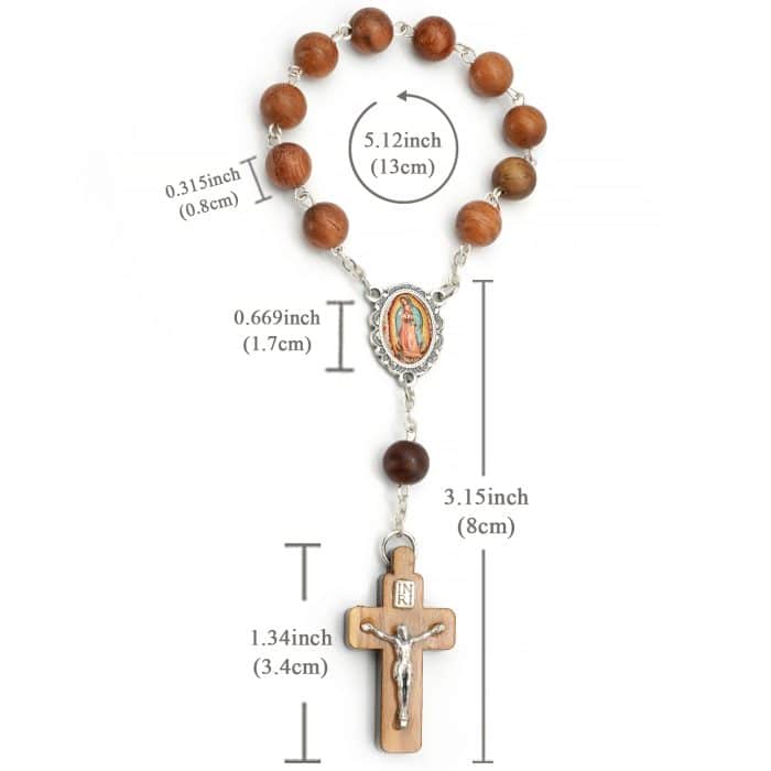 一端念珠-瓜达卢佩-枣木-8mm Catholic religious art