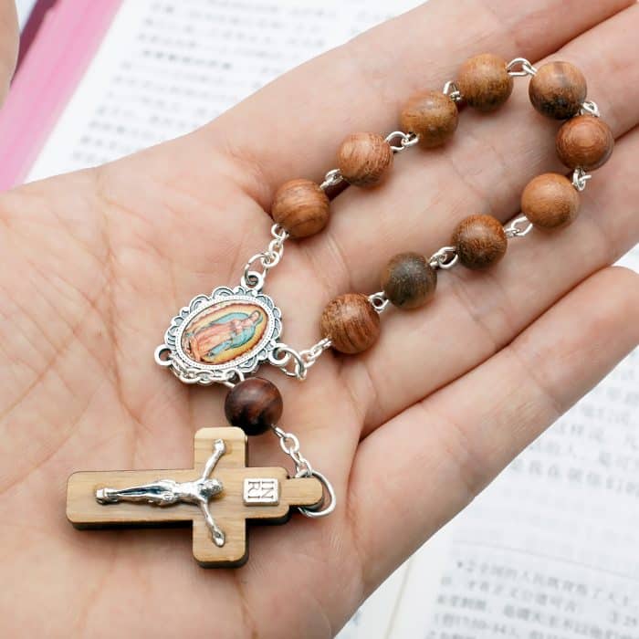 一端念珠-瓜达卢佩-枣木-8mm Catholic religious art