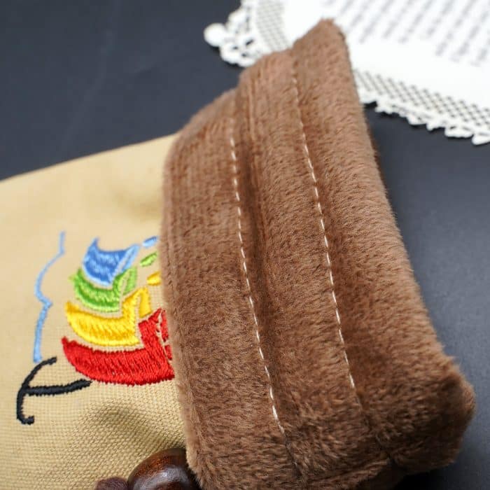 念珠包-2025禧年-刺绣抽拉绳-卡其色-13.3x10cm Catholic religious art