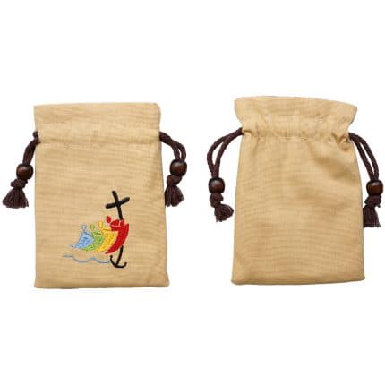 念珠包-2025禧年-刺绣抽拉绳-卡其色-13.3x10cm