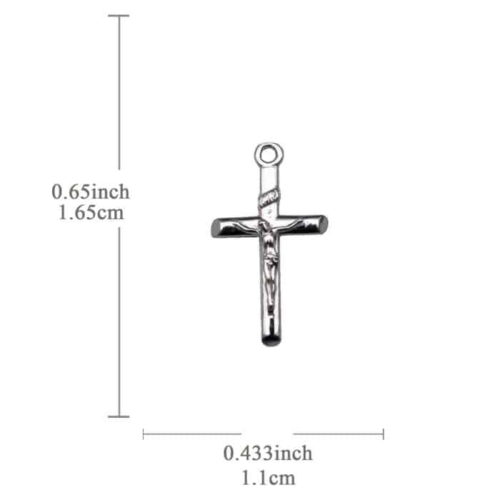 DIY十字架-斜口圆柱-925纯银镀铑-1.65x1.1cm Catholic religious art