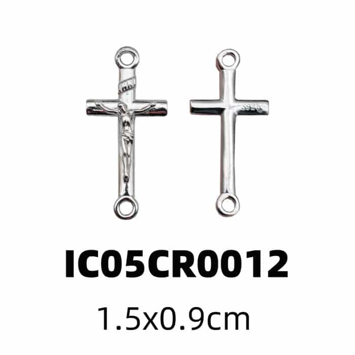 DIY双通-十字架-925纯银-1.55x0.95cm Catholic religious art