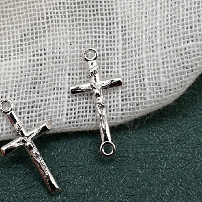 DIY双通-十字架-925纯银-1.55x0.95cm Catholic religious art