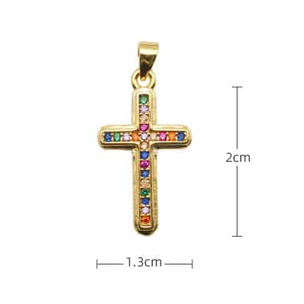 DIY十字架-彩钻-黄铜-2x1.3cm