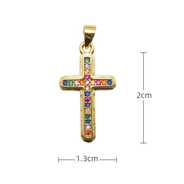 DIY十字架-彩钻-黄铜-2x1.3cm Catholic religious art