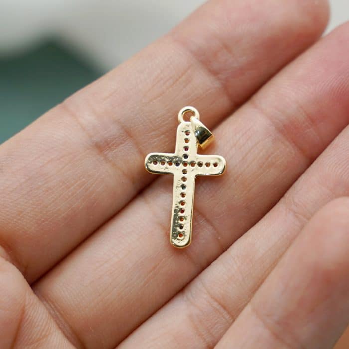 DIY十字架-彩钻-黄铜-2x1.3cm Catholic religious art