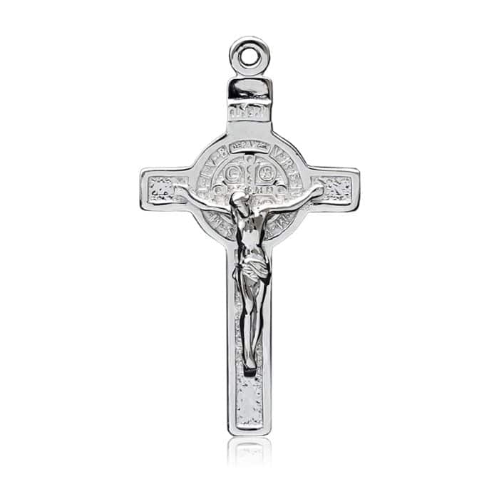 DIY十字架-本笃-925银镀铑-2.8x1.8cm Catholic religious art