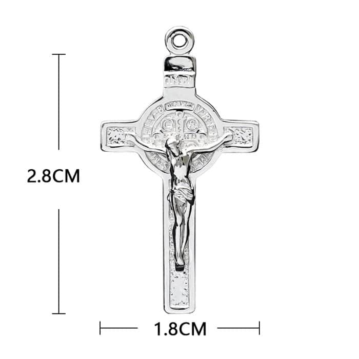 DIY十字架-本笃-925银镀铑-2.8x1.8cm Catholic religious art